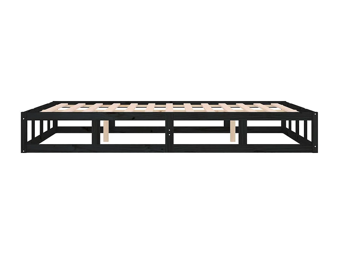 Cadre de lit sans matelas noir 140x200 cm bois massif