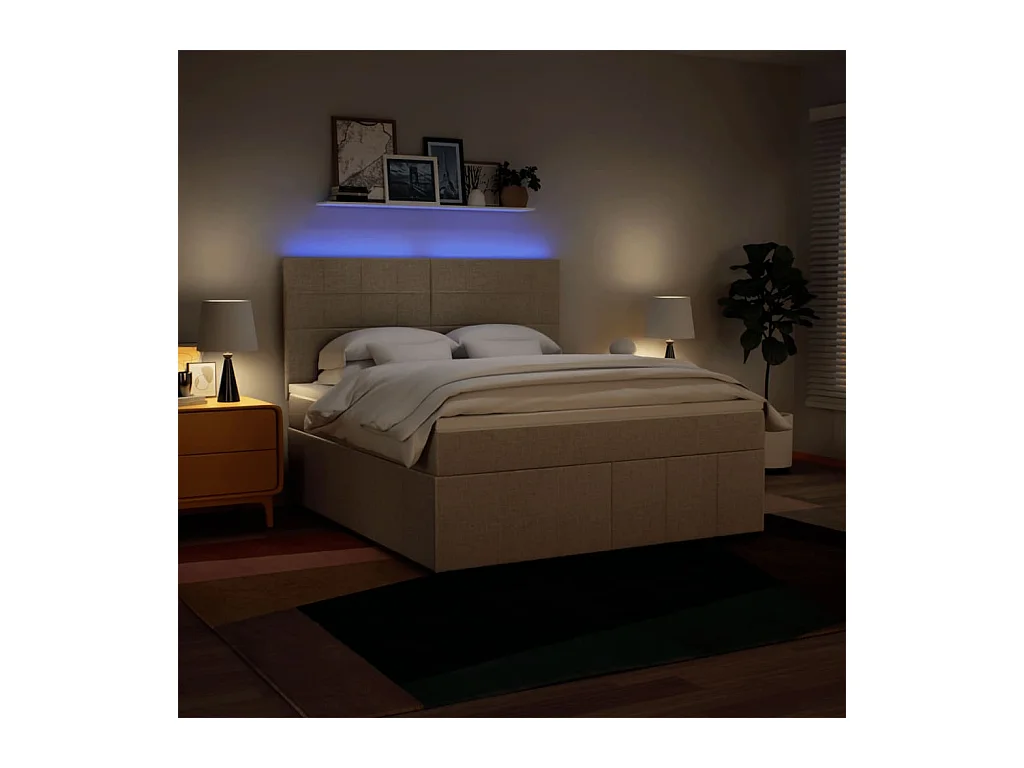 Sommier à lattes de lit avec matelas Crème 180x200 cm Tissu