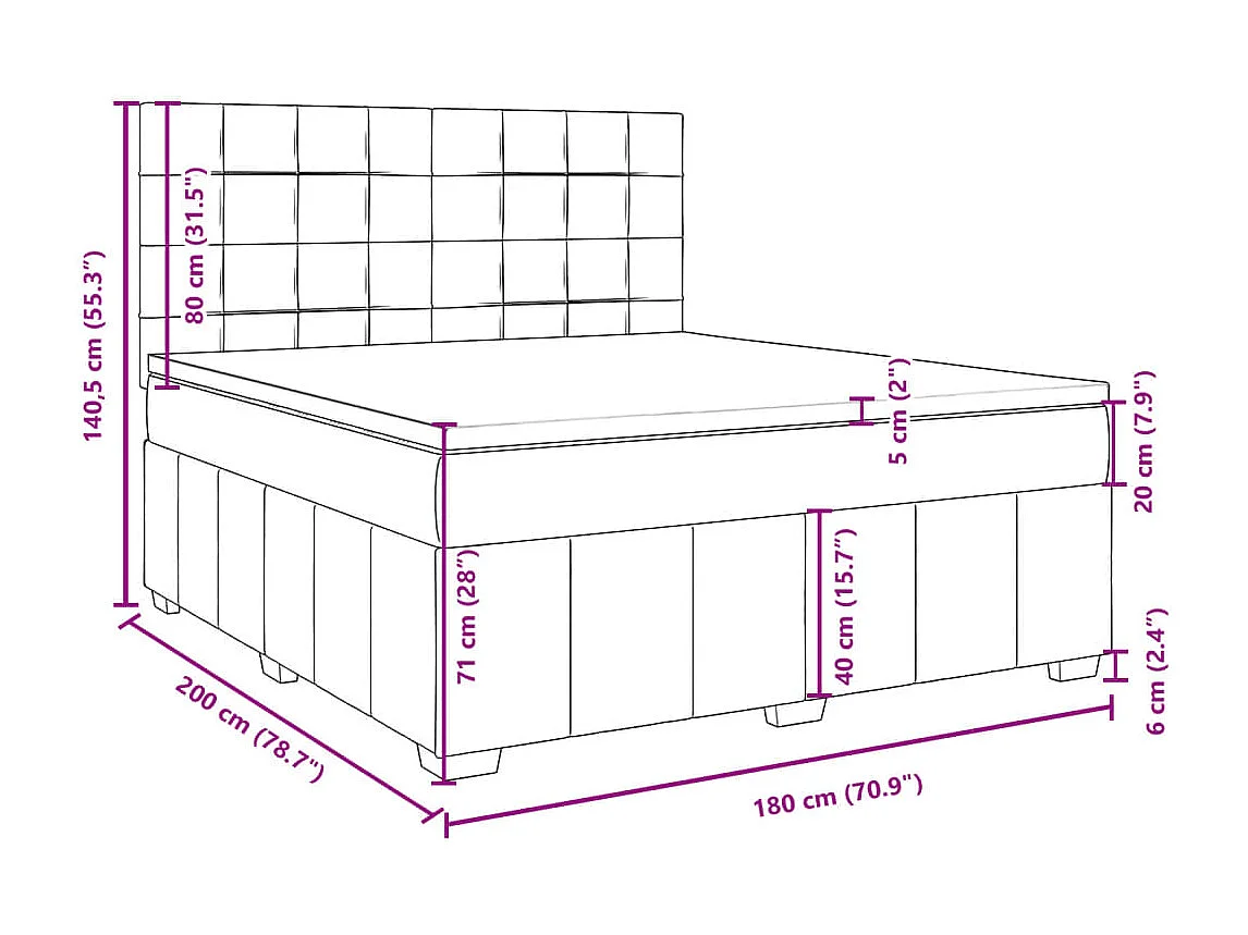 Boxspring met matras stof crèmekleurig 180x200 cm