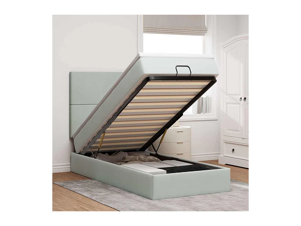 Struttura Letto Pouf con Materassi 90x190 cm in Velluto