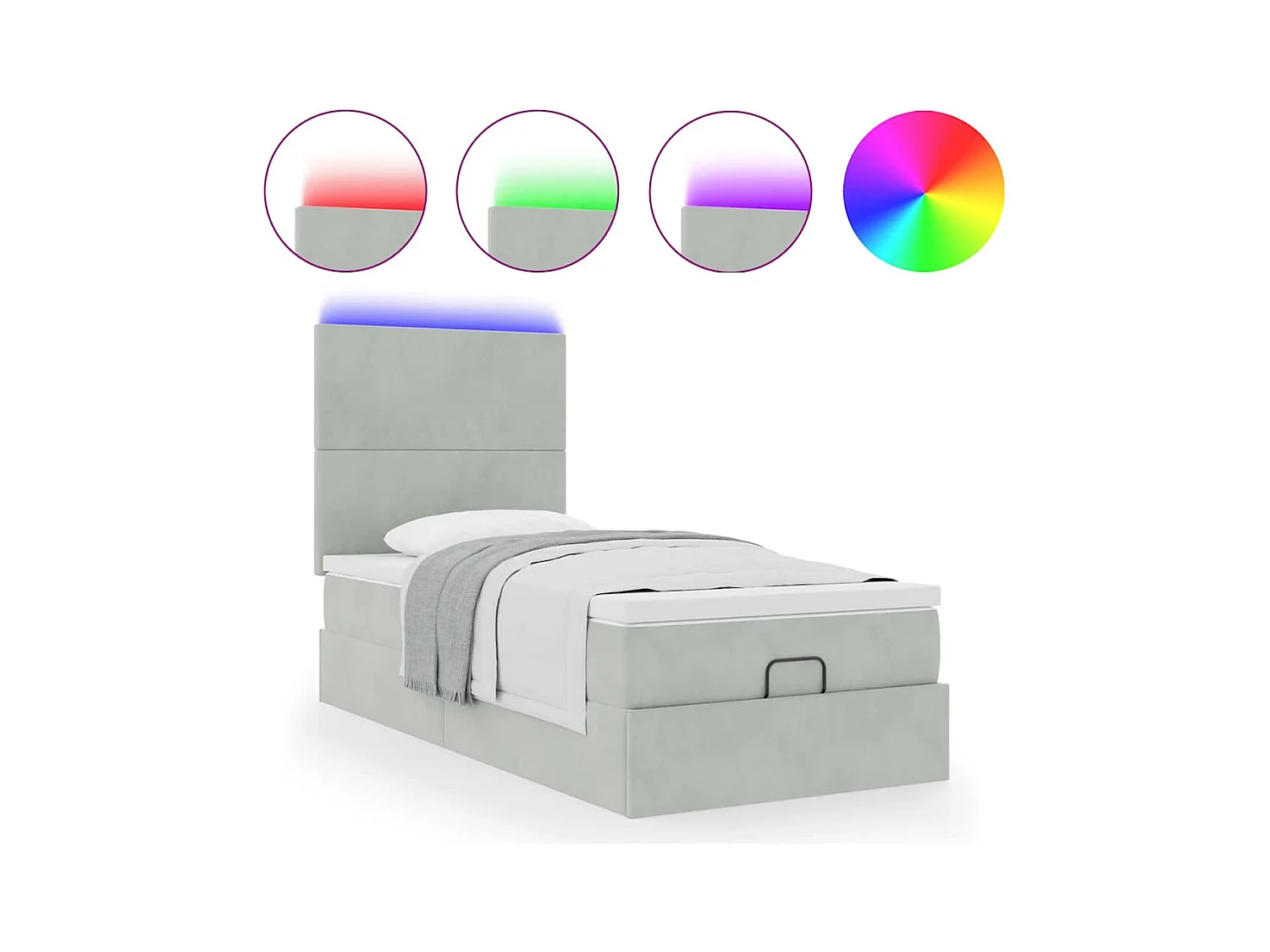 Struttura Letto Pouf con Materassi 90x190 cm in Velluto