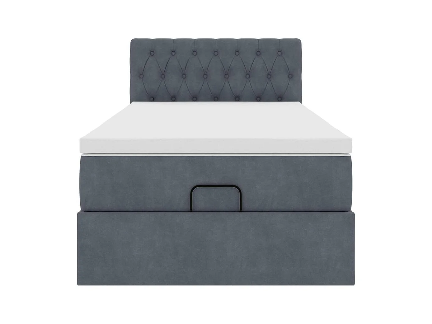 Cadre de lit ottoman et matelas gris foncé 90x200 cm velours