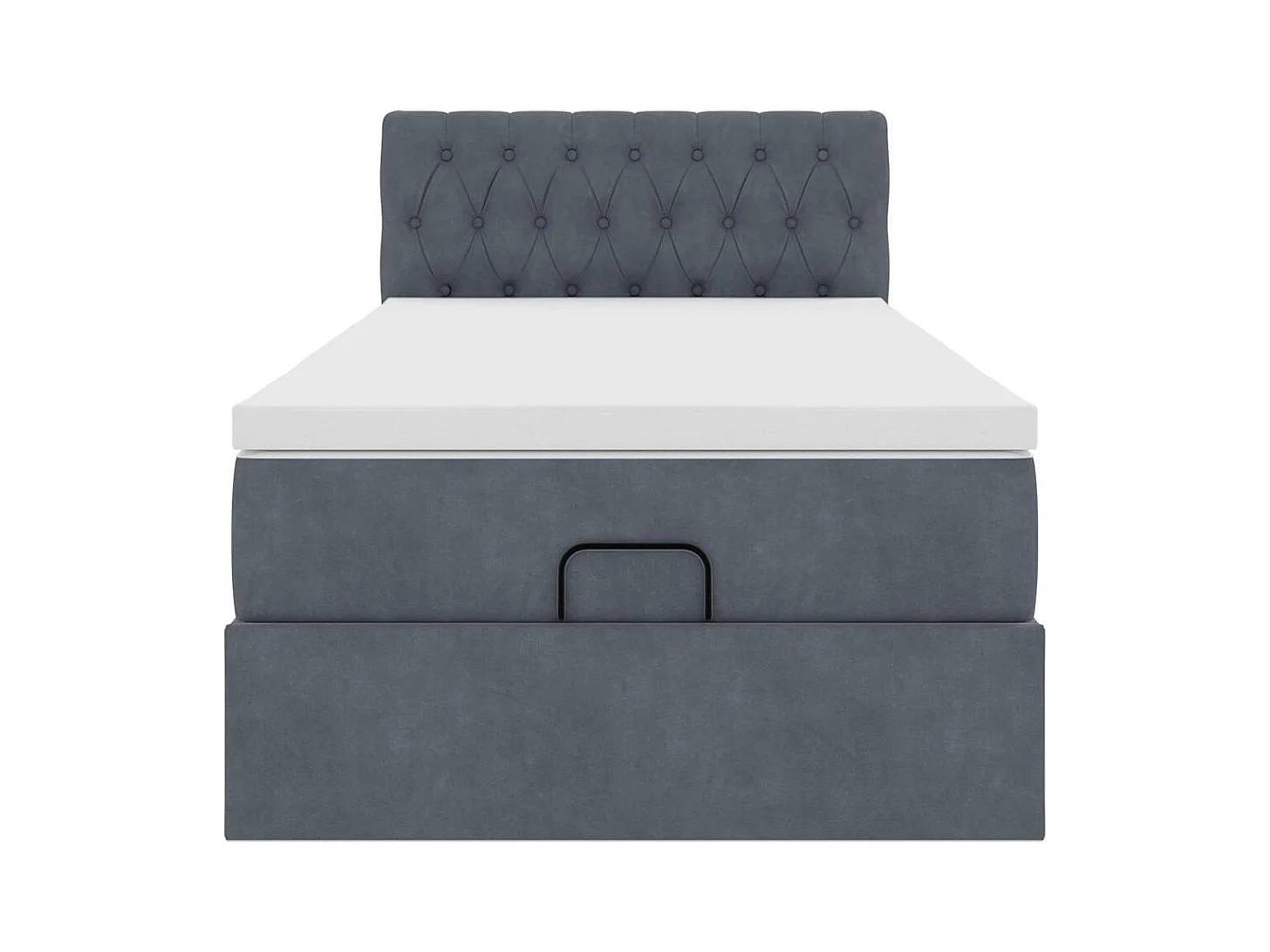 Cadre de lit ottoman et matelas gris foncé 90x200 cm velours