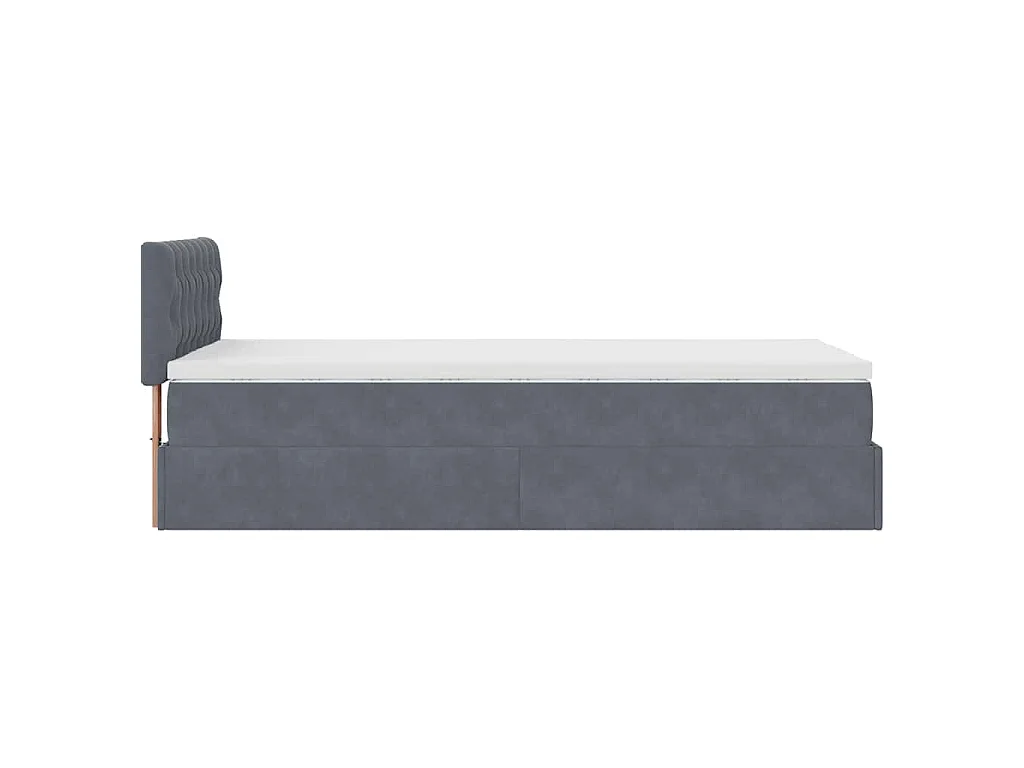 Cadre de lit ottoman et matelas gris foncé 90x200 cm velours