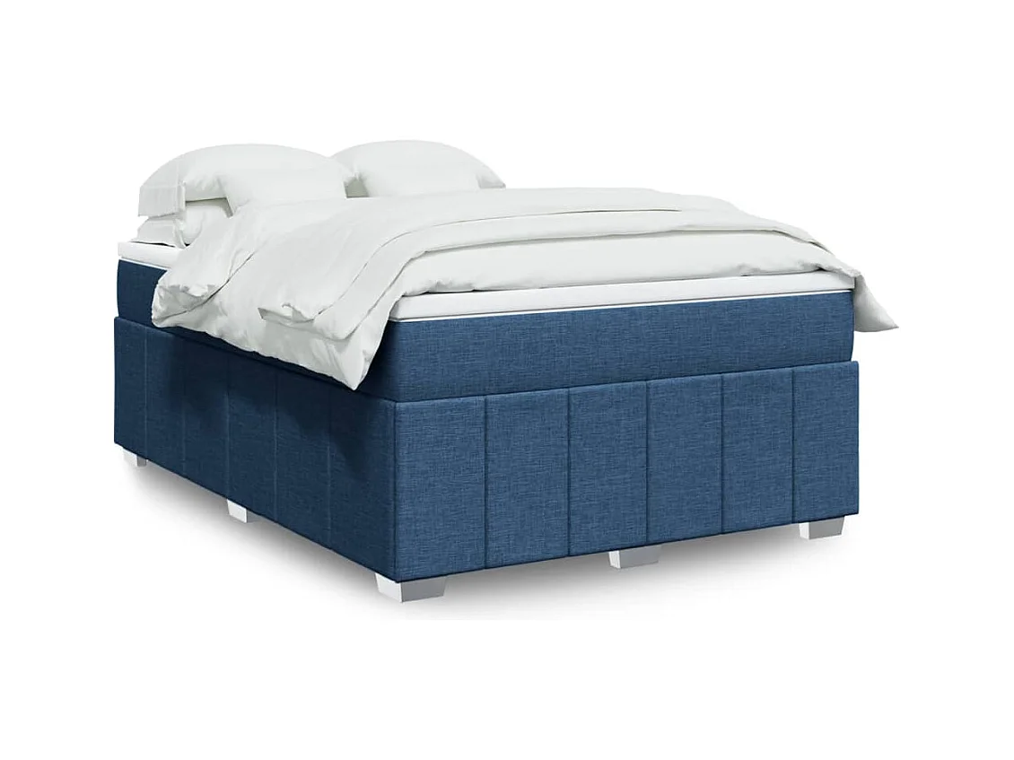 Boxspringbett mit Matratze Blau 140x200 cm Stoff