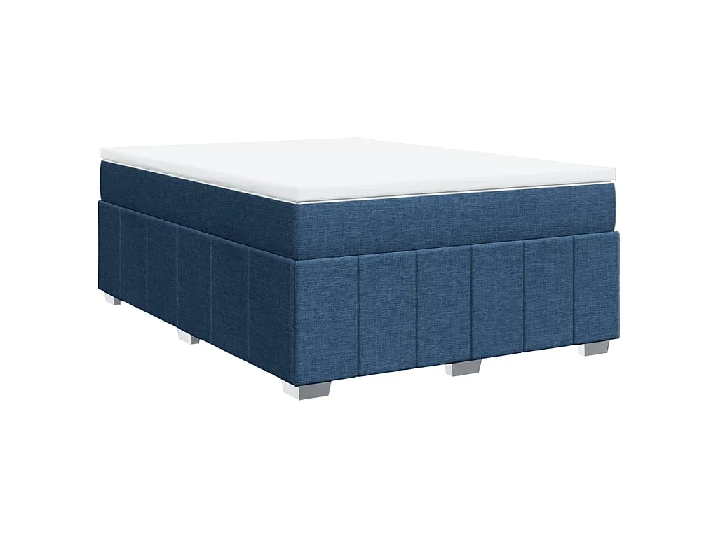 Boxspringbett mit Matratze Blau 140x200 cm Stoff
