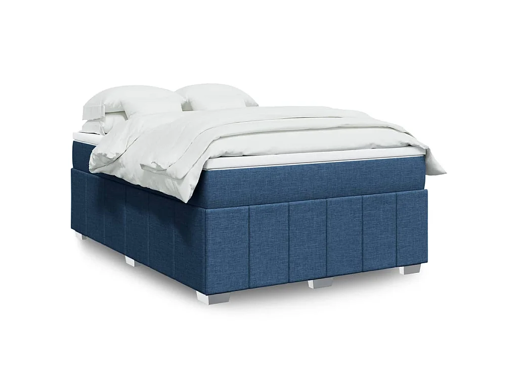 Boxspringbett mit Matratze Blau 140x200 cm Stoff