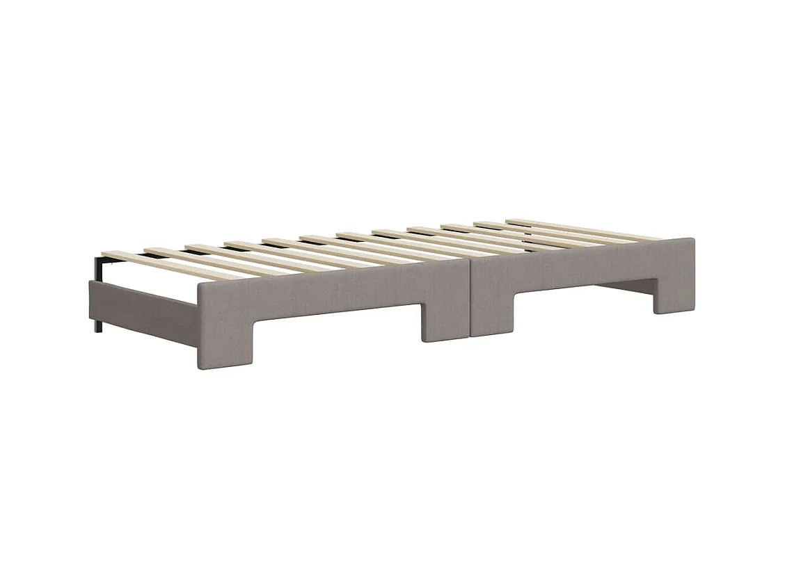 Lit de jour avec gigogne et matelas taupe 90x200 cm tissu