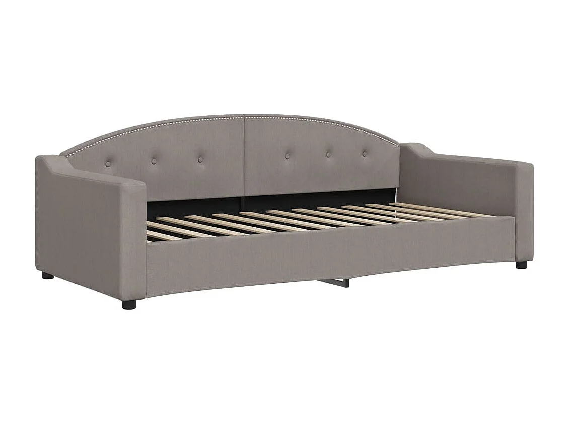 Lit de jour avec gigogne et matelas taupe 90x200 cm tissu