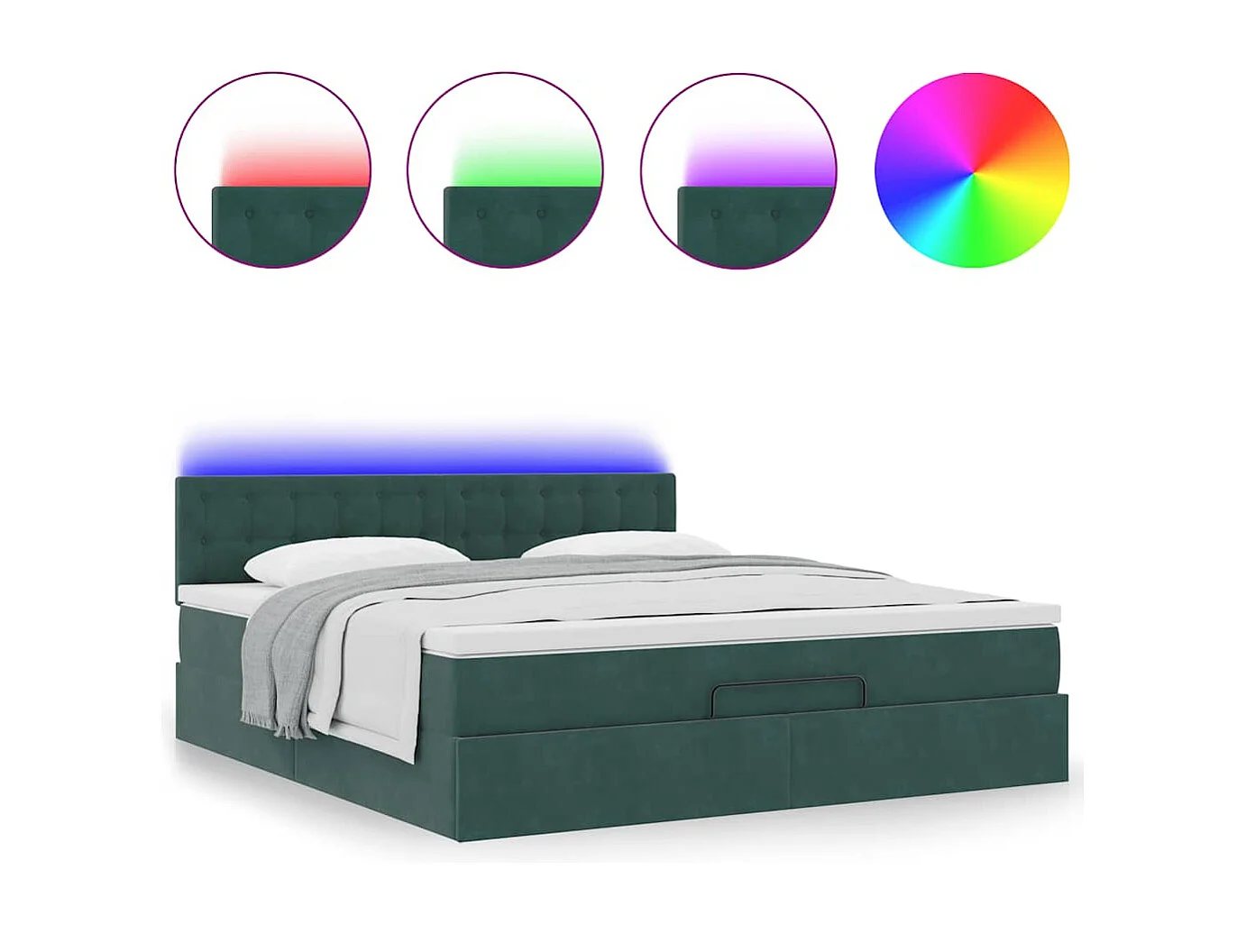 Struttura Letto Pouf con Materasso 160x200 cm in Velluto