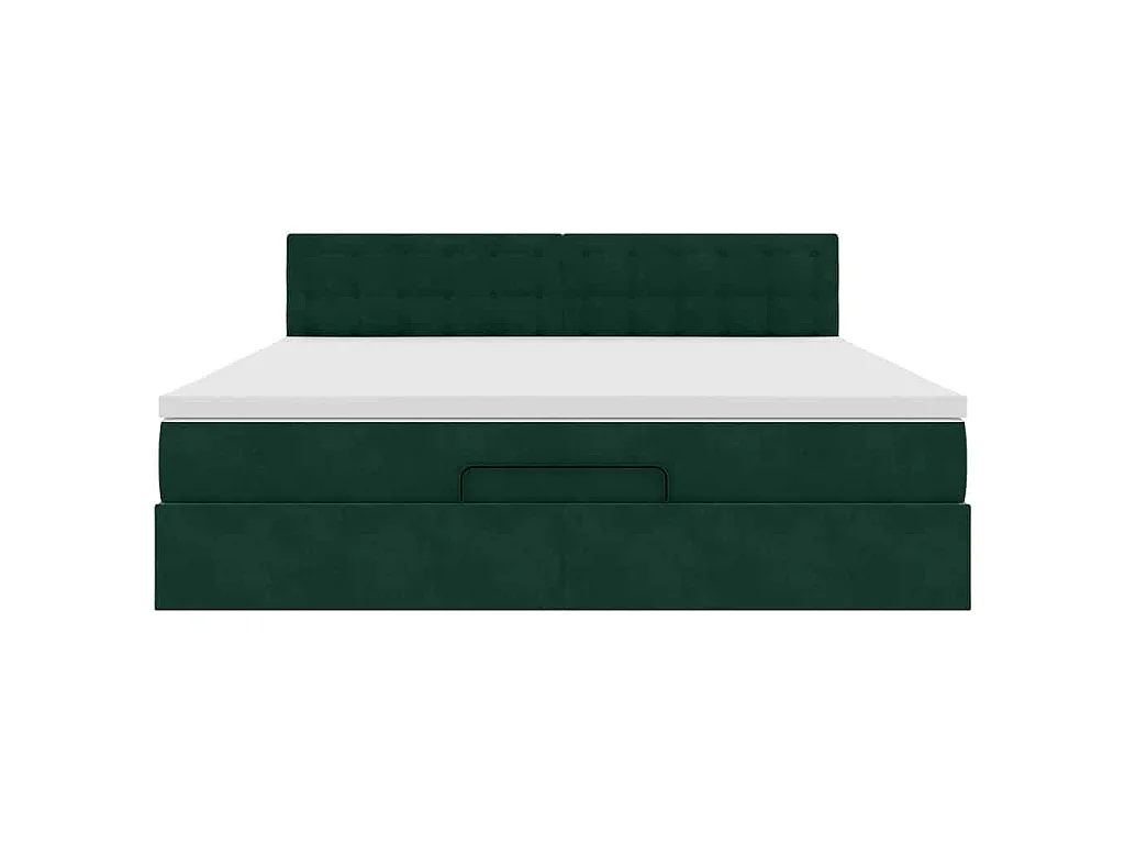 Cadre de lit ottoman avec matelas vert foncé 160x200 cm velours
