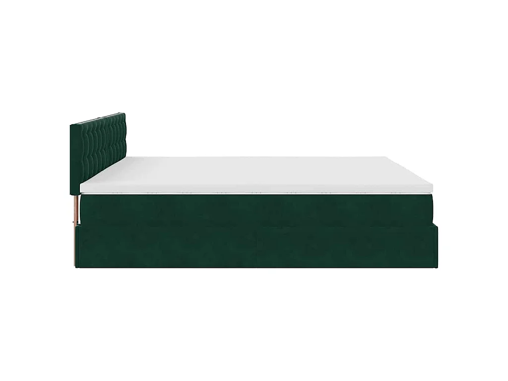 Cadre de lit ottoman avec matelas vert foncé 160x200 cm velours
