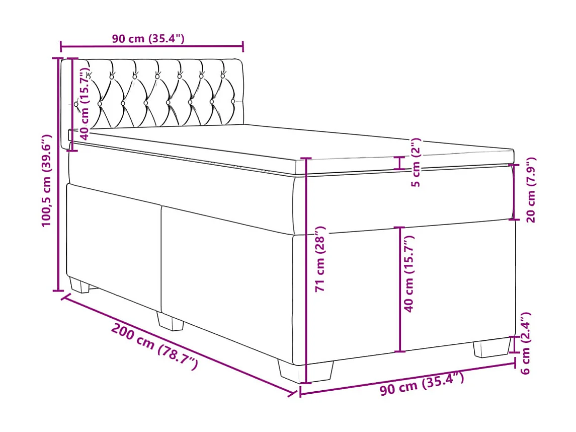 Sommier à lattes de lit avec matelas Taupe 90x200 cm Tissu