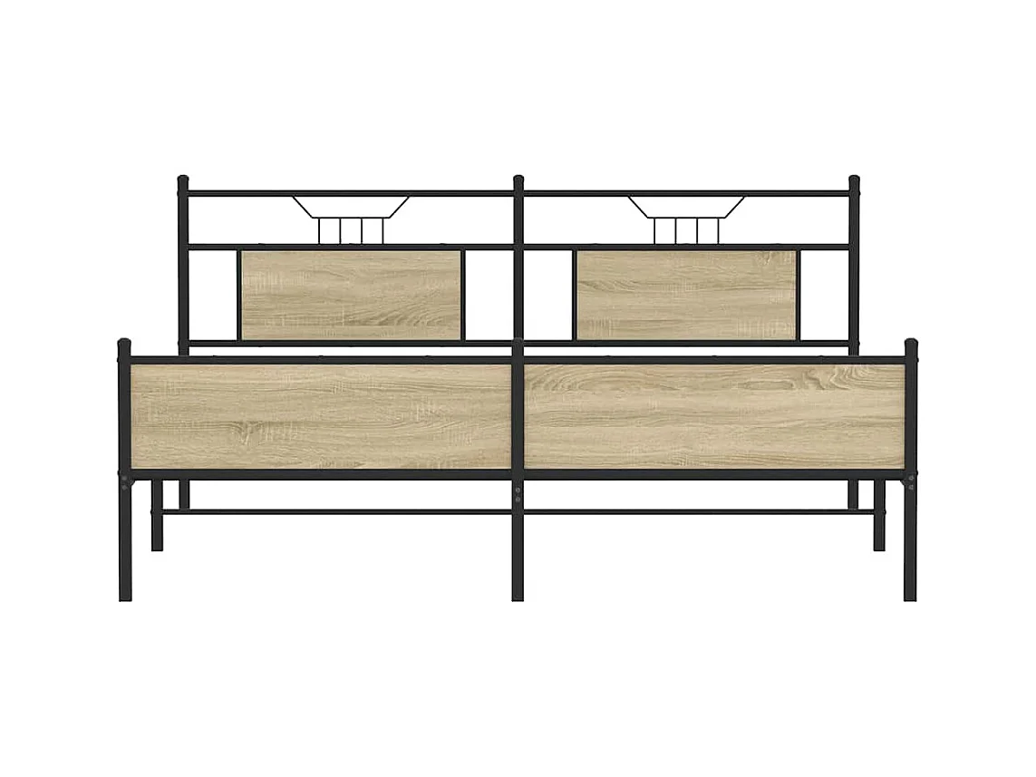 Cadre de lit en métal sans matelas chêne sonoma 160x200 cm
