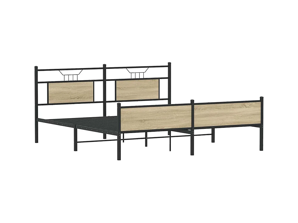 Cadre de lit en métal sans matelas chêne sonoma 160x200 cm