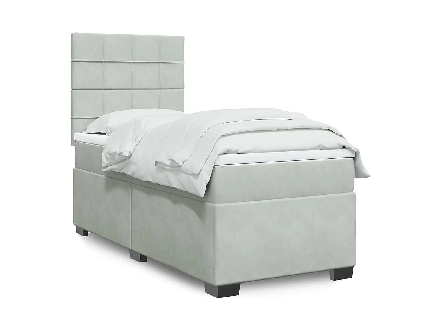 Giroletto a Molle con Materasso Grigio Chiaro 90x190 cm Velluto