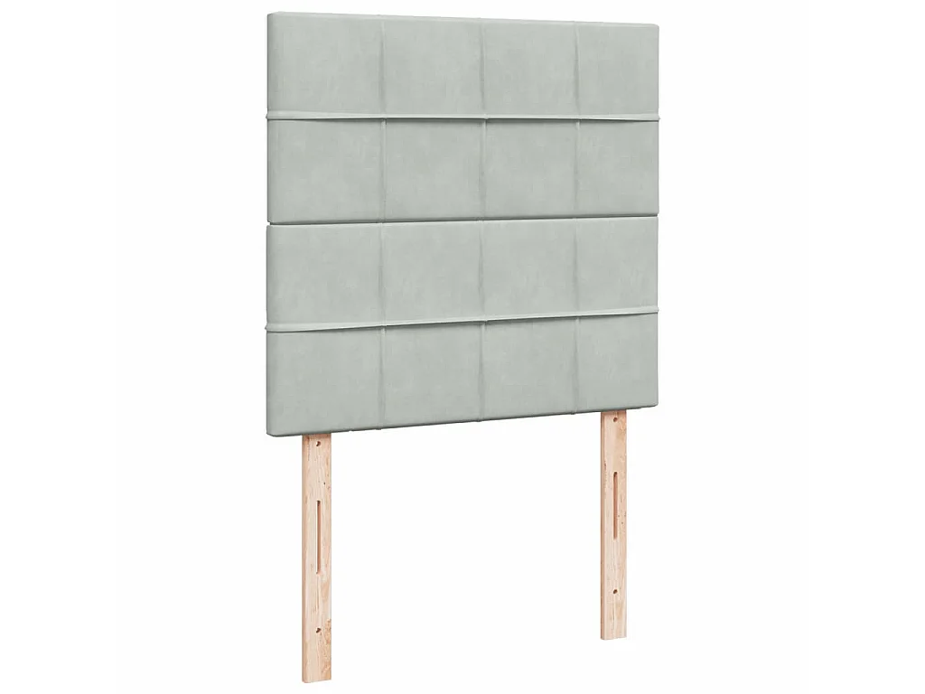Cama box spring con colchón terciopelo gris claro 90x190 cm