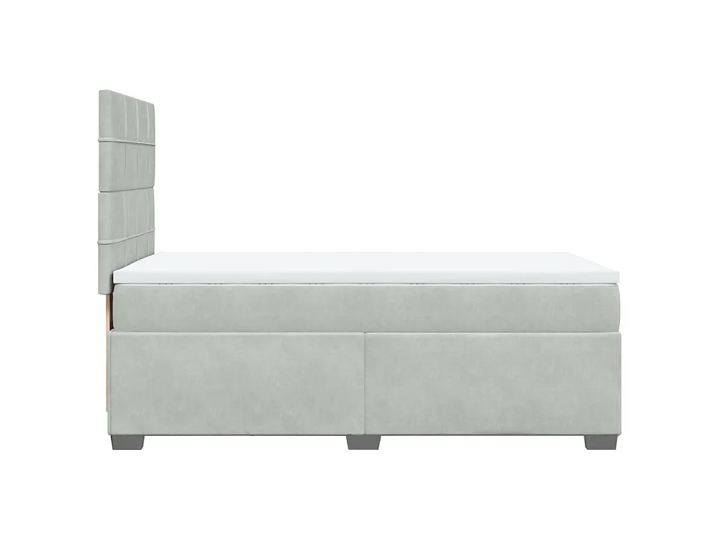 Cama box spring con colchón terciopelo gris claro 90x190 cm