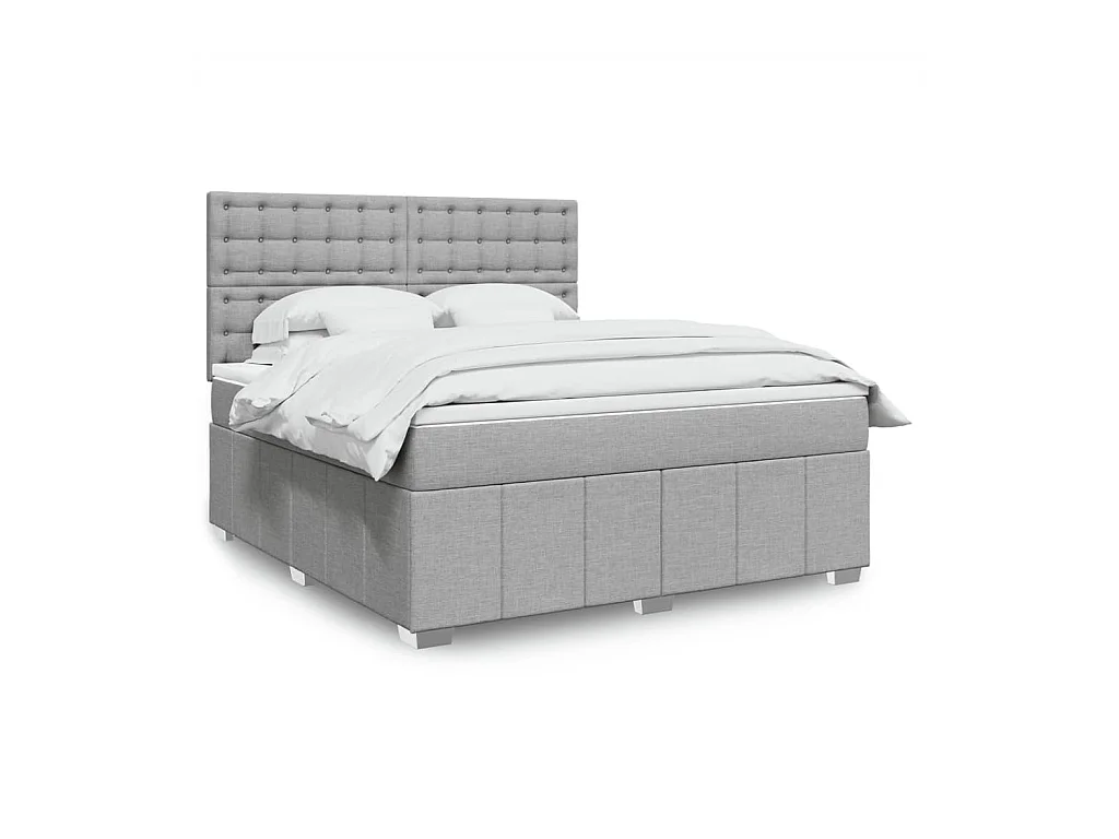 Sommier à lattes de lit avec matelas Gris clair 180x200cm Tissu