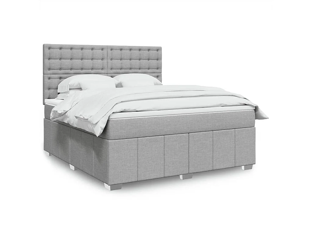 Boxspringbett mit Matratze Hellgrau 180x200 cm Stoff