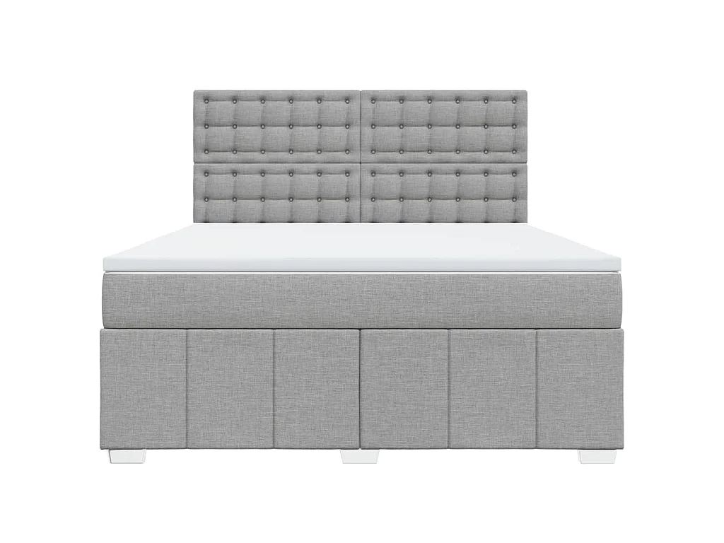 Cama box spring con colchón tela gris claro 180x200 cm