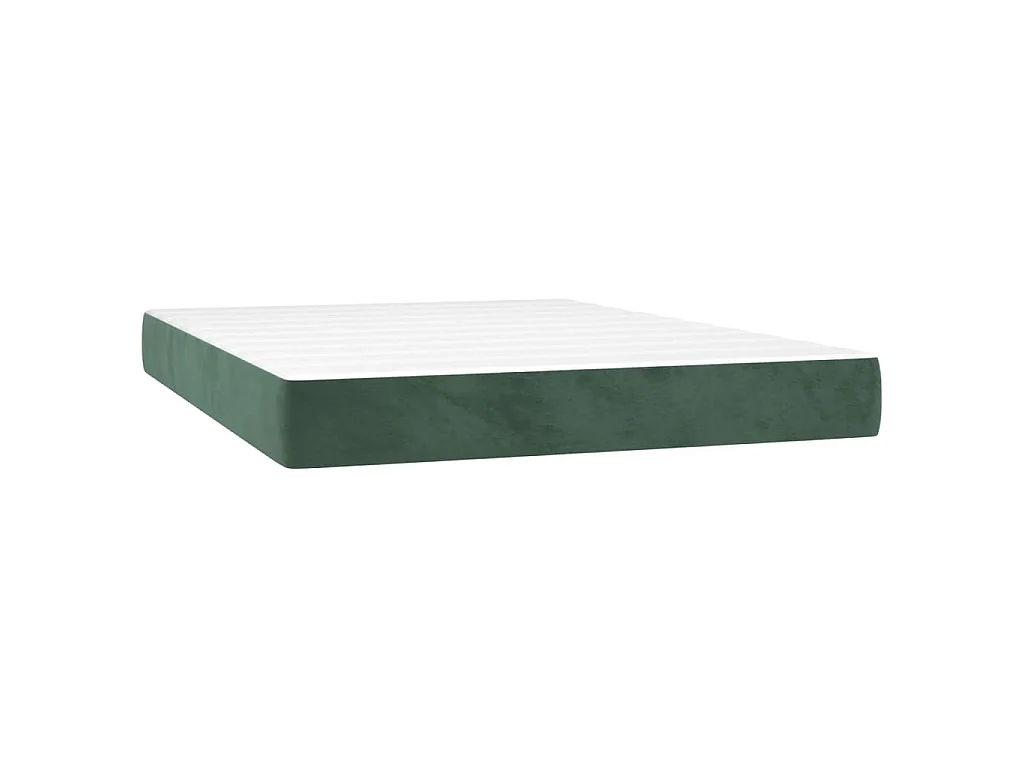 Giroletto a Molle con Materasso Verde Scuro 140x190 cm Velluto