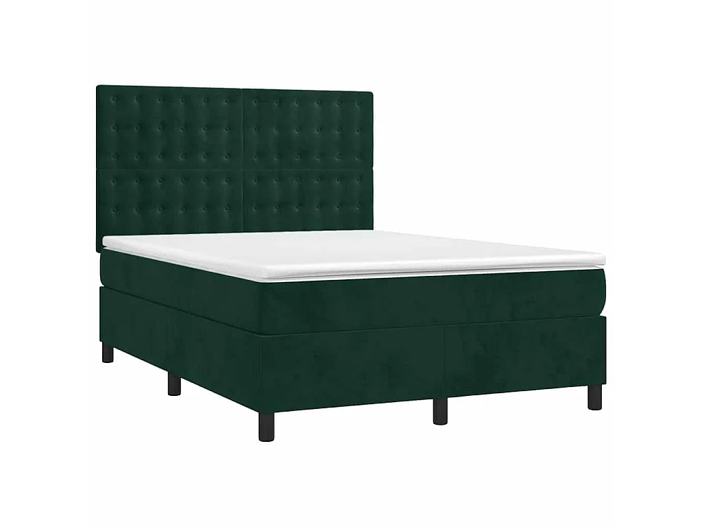 Giroletto a Molle con Materasso Verde Scuro 140x190 cm Velluto