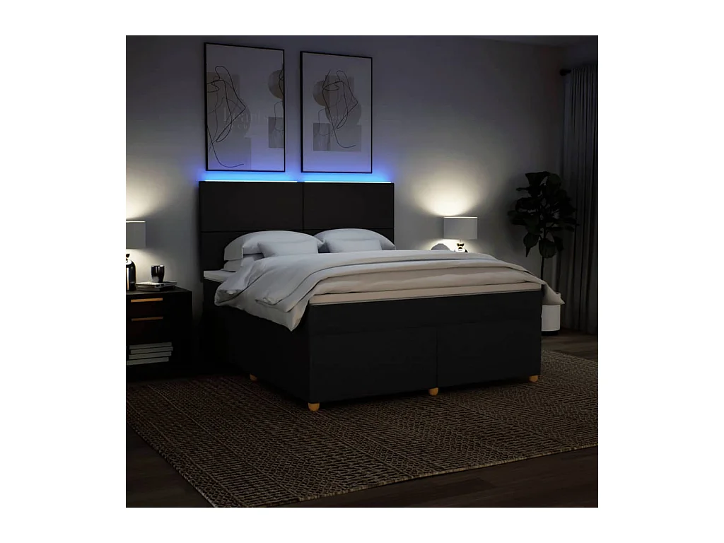 Giroletto a Molle con Materasso Nero 180x200 cm in Tessuto