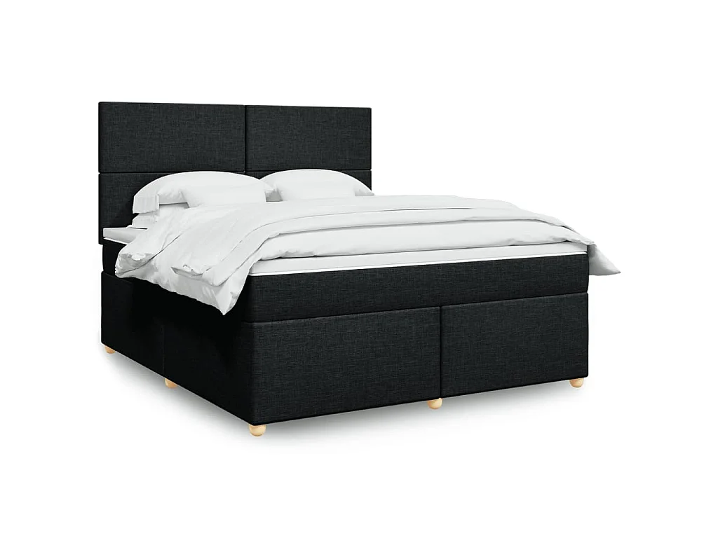 Giroletto a Molle con Materasso Nero 180x200 cm in Tessuto