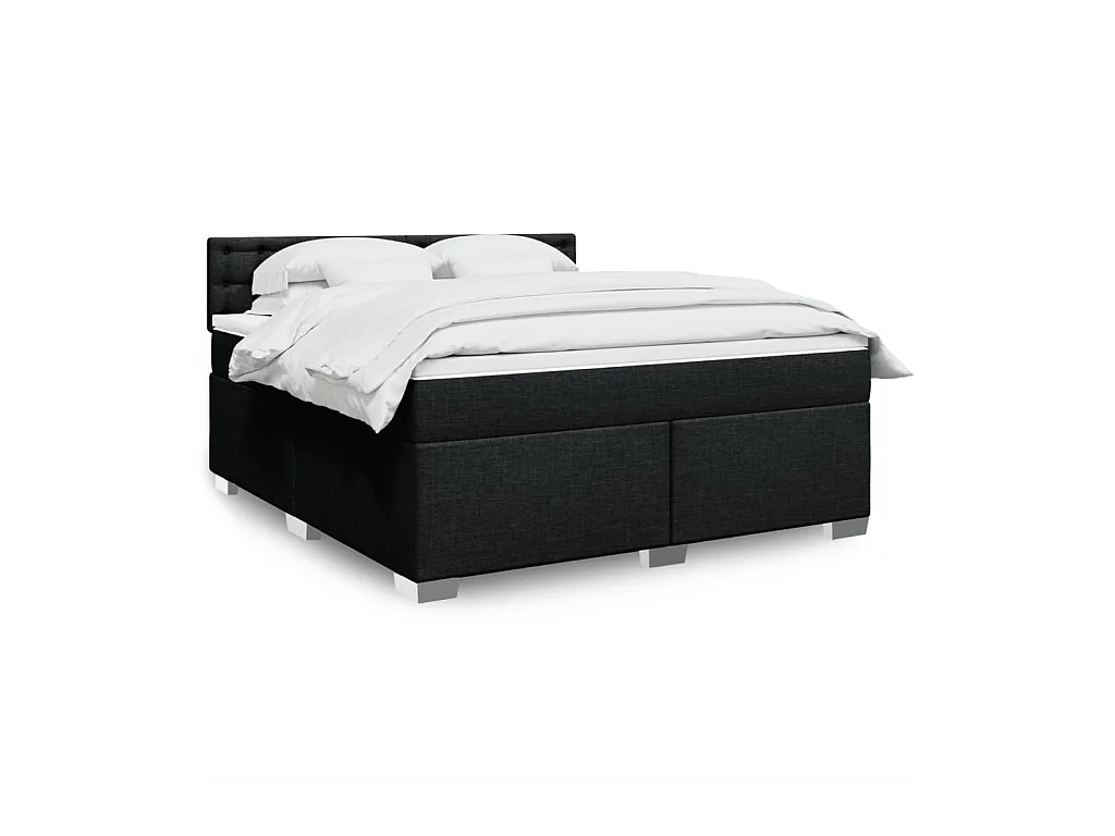 Boxspringbett mit Matratze Schwarz 180x200 cm Stoff