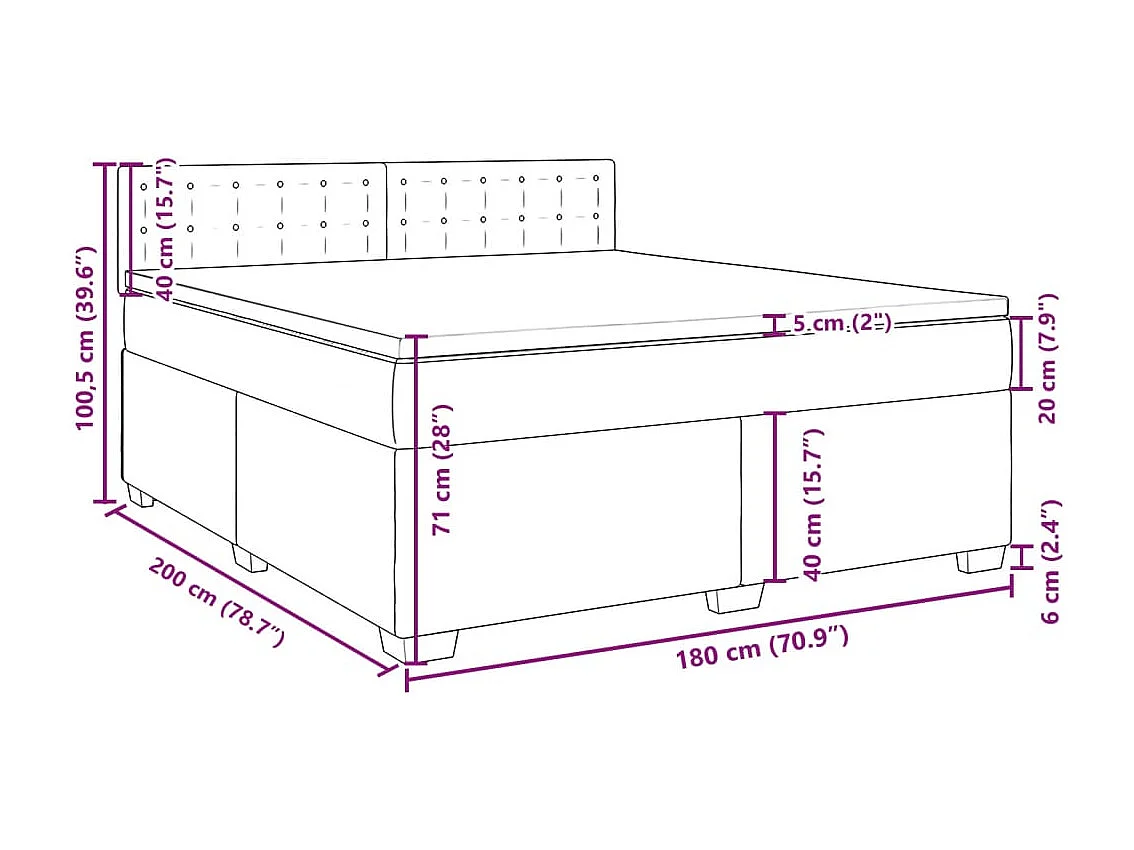 Sommier à lattes de lit avec matelas Noir 180x200 cm Tissu