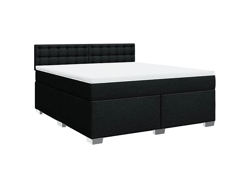Boxspringbett mit Matratze Schwarz 180x200 cm Stoff