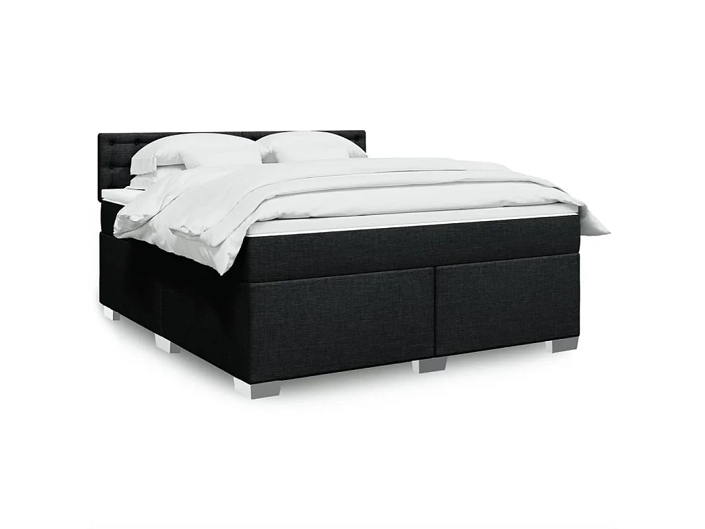Boxspringbett mit Matratze Schwarz 180x200 cm Stoff