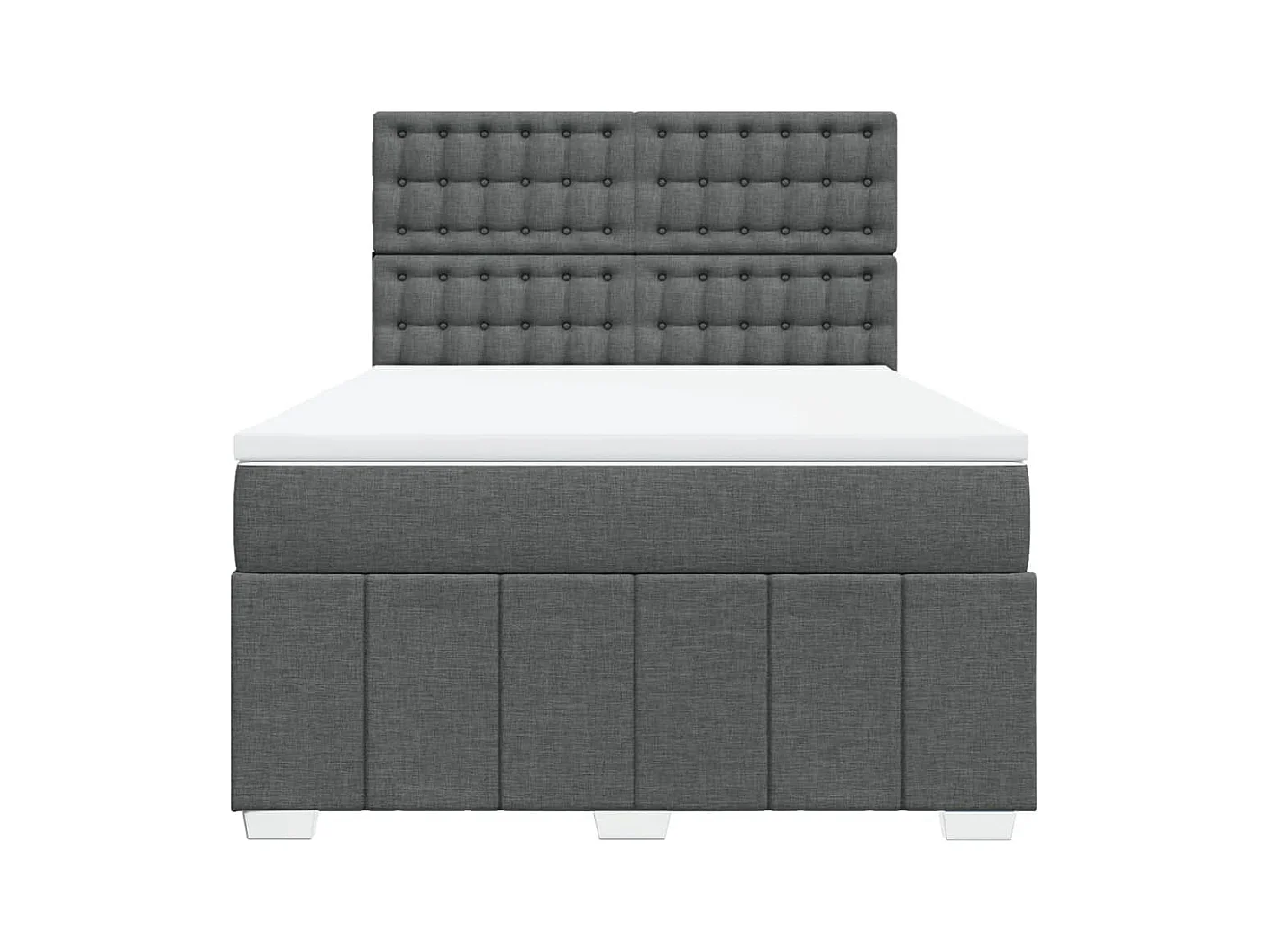 Cama box spring con colchón tela gris oscuro 140x200 cm
