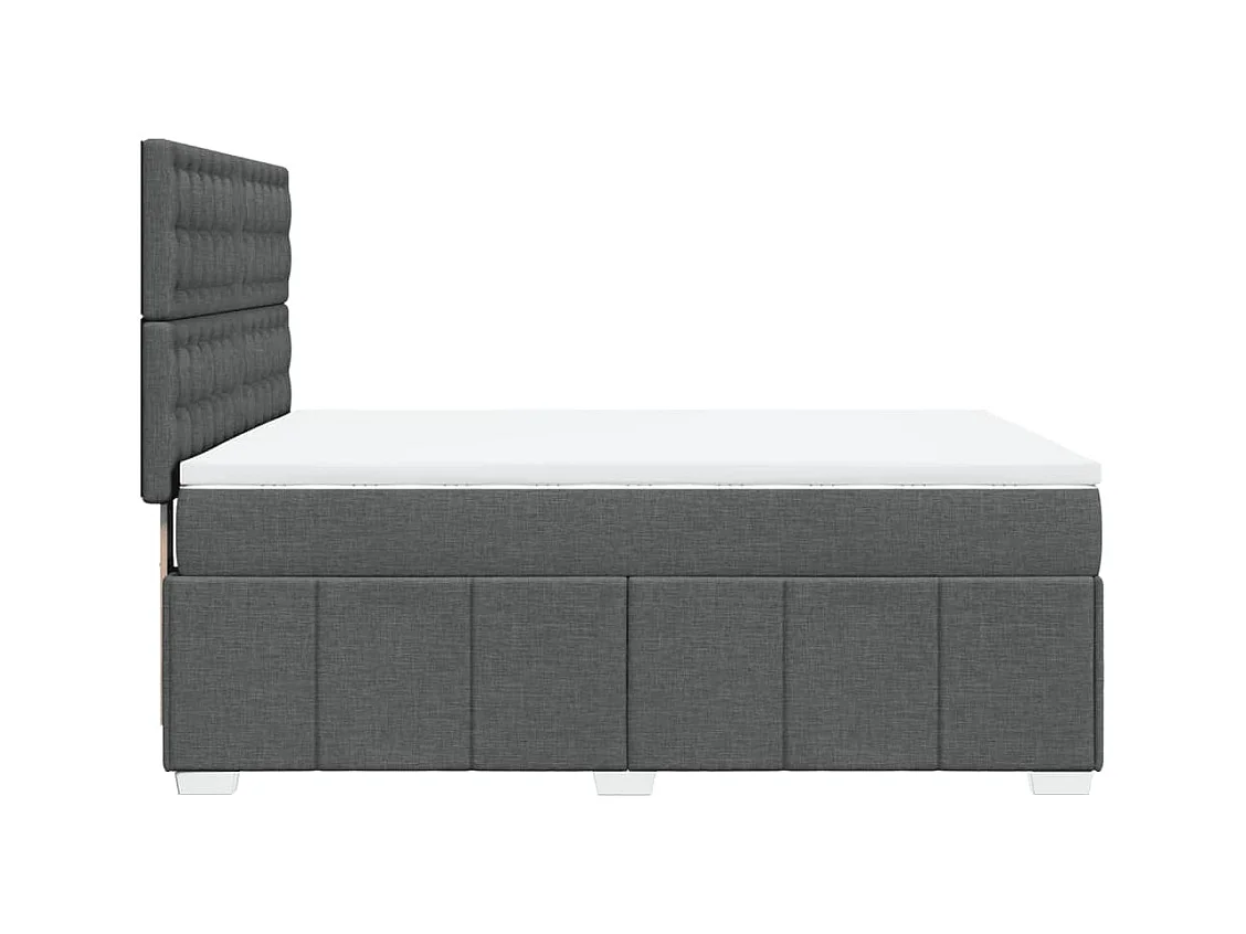 Cama box spring con colchón tela gris oscuro 140x200 cm