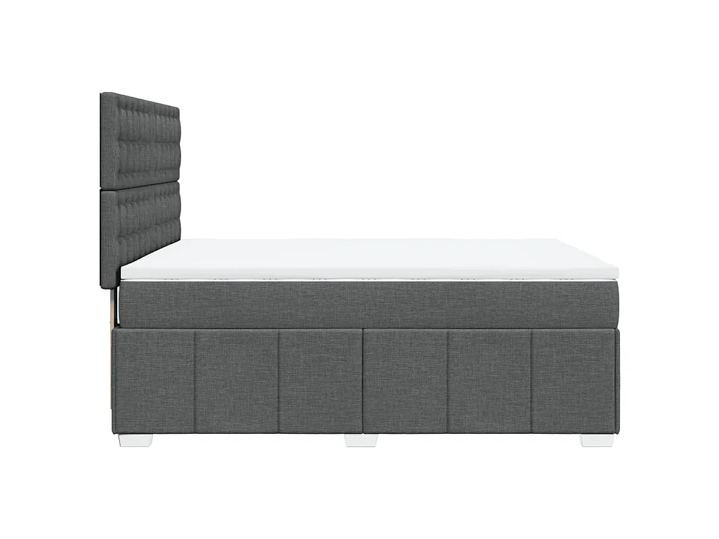 Cama box spring con colchón tela gris oscuro 140x200 cm