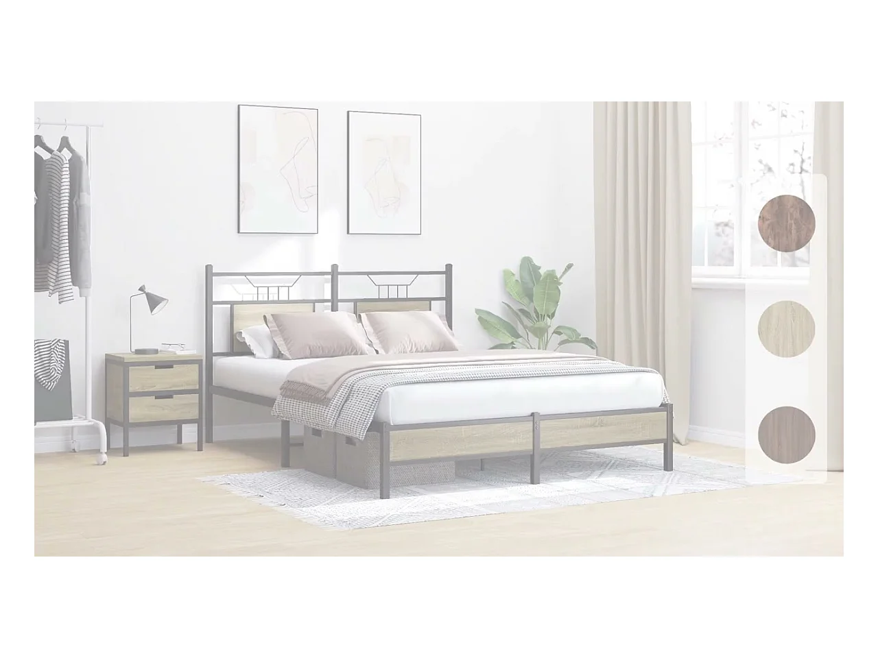 Cadre de lit sans matelas chêne fumé 140x200 cm bois ingénierie