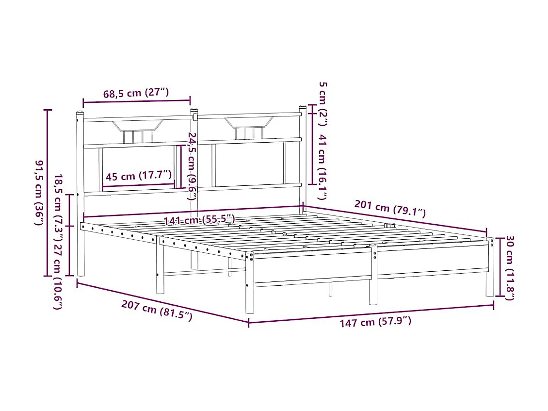 Bedframe zonder matras hout gerookt eikenkleurig 140x200 cm