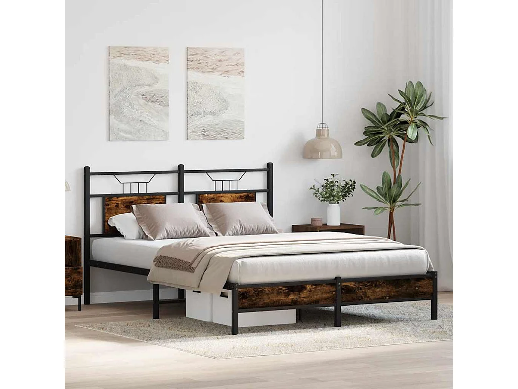 Bedframe zonder matras hout gerookt eikenkleurig 140x200 cm