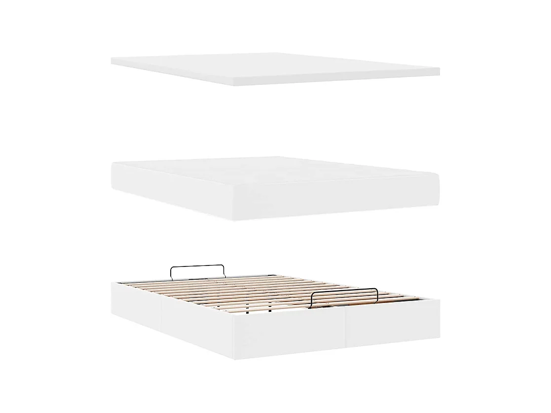 Cadre de lit ottoman avec matelas blanc 140x200 cm similicuir