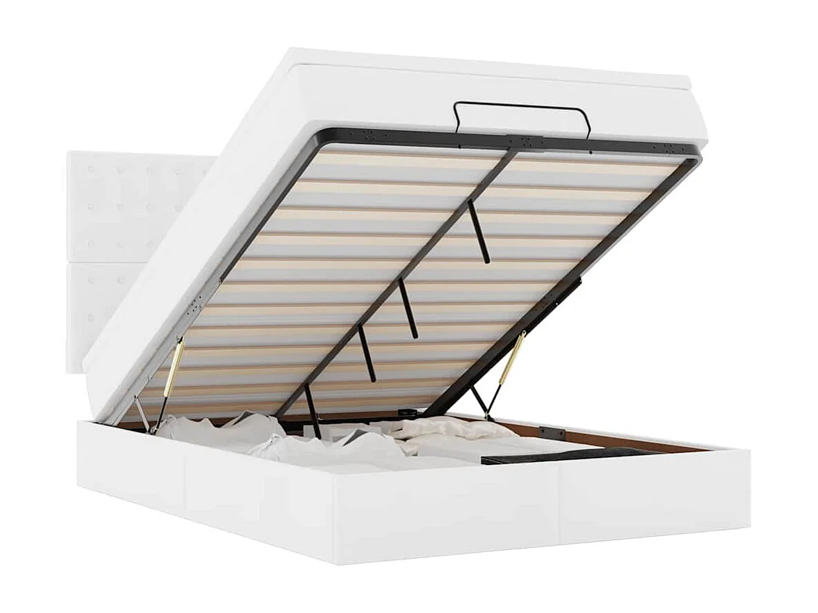 Ottoman-Bett mit Matratze Weiß 140x200 cm Kunstleder