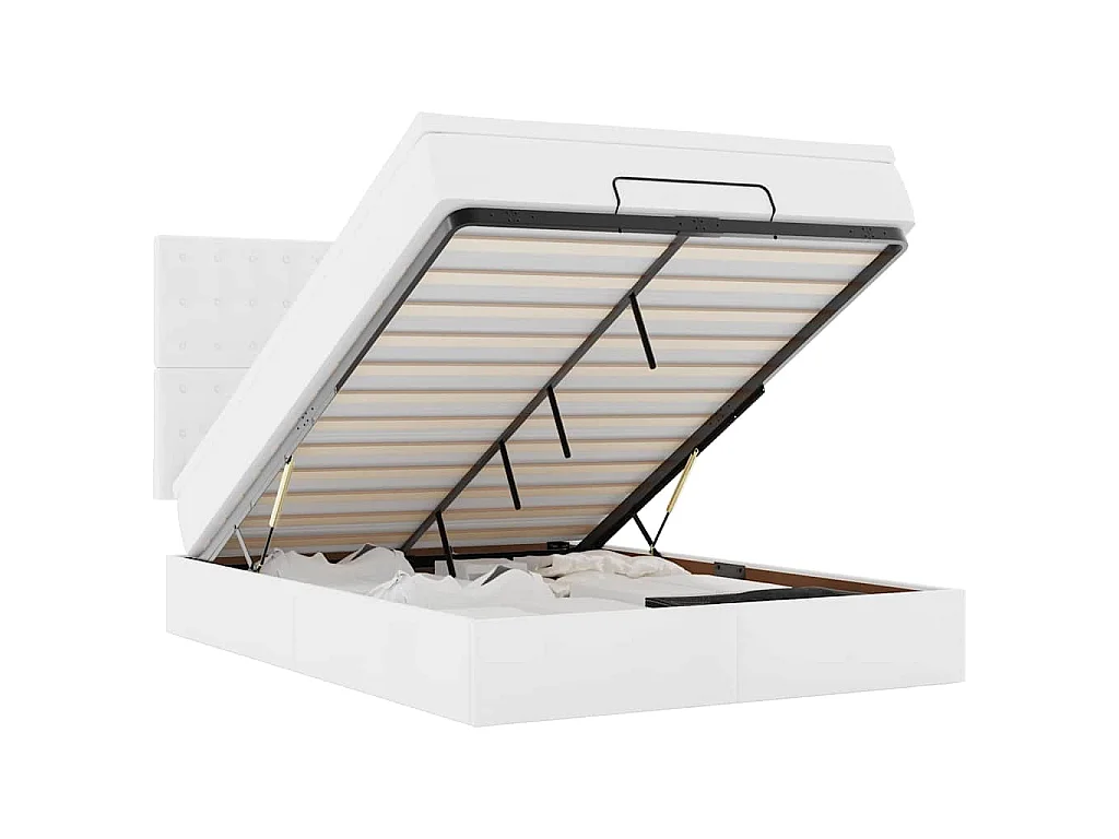 Ottoman-Bett mit Matratze Weiß 140x200 cm Kunstleder