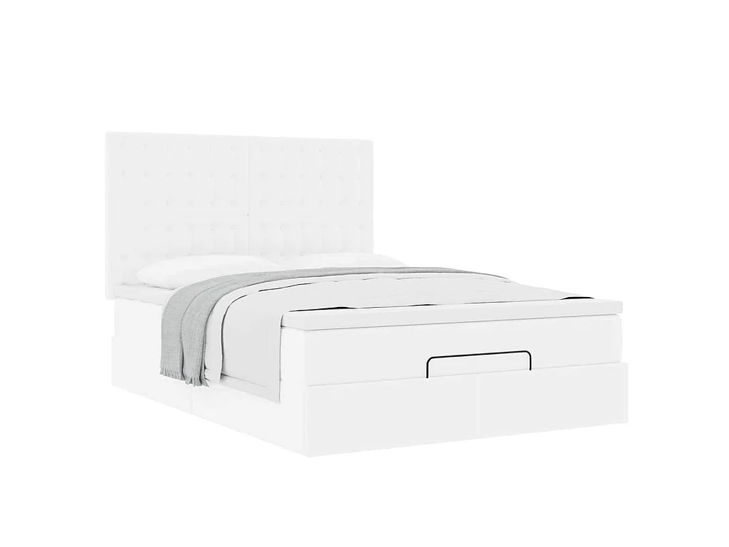 Ottoman-Bett mit Matratze Weiß 140x200 cm Kunstleder