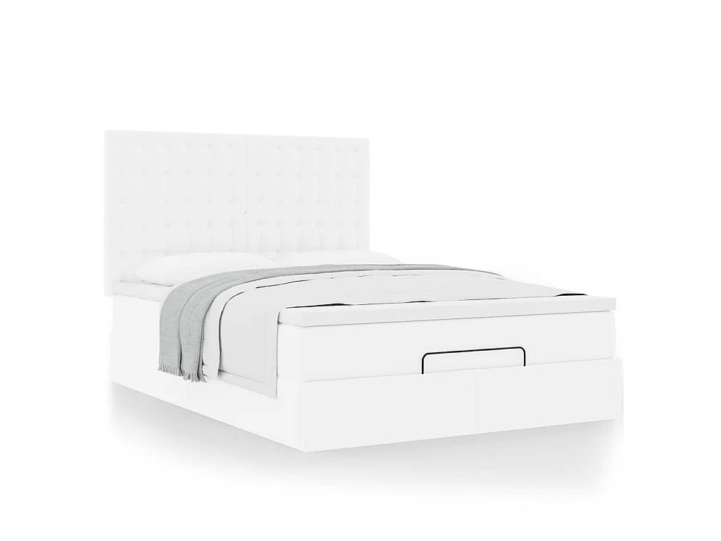 Ottoman-Bett mit Matratze Weiß 140x200 cm Kunstleder