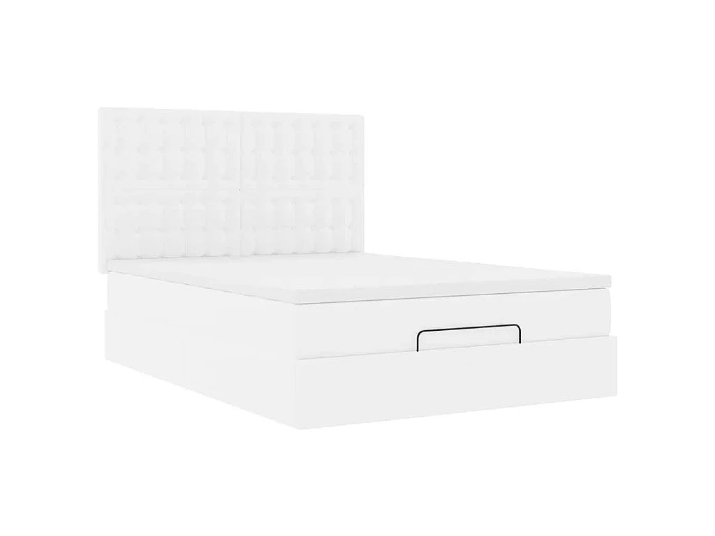 Ottoman-Bett mit Matratze Weiß 140x200 cm Kunstleder