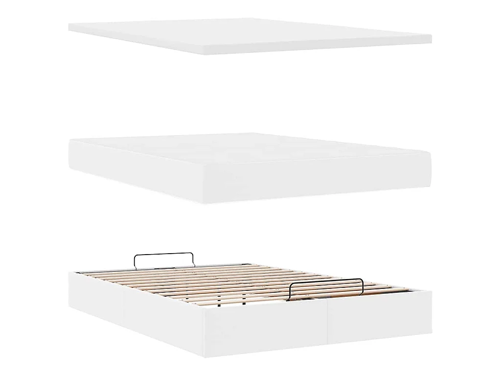 Ottoman-Bett mit Matratze Weiß 140x200 cm Kunstleder