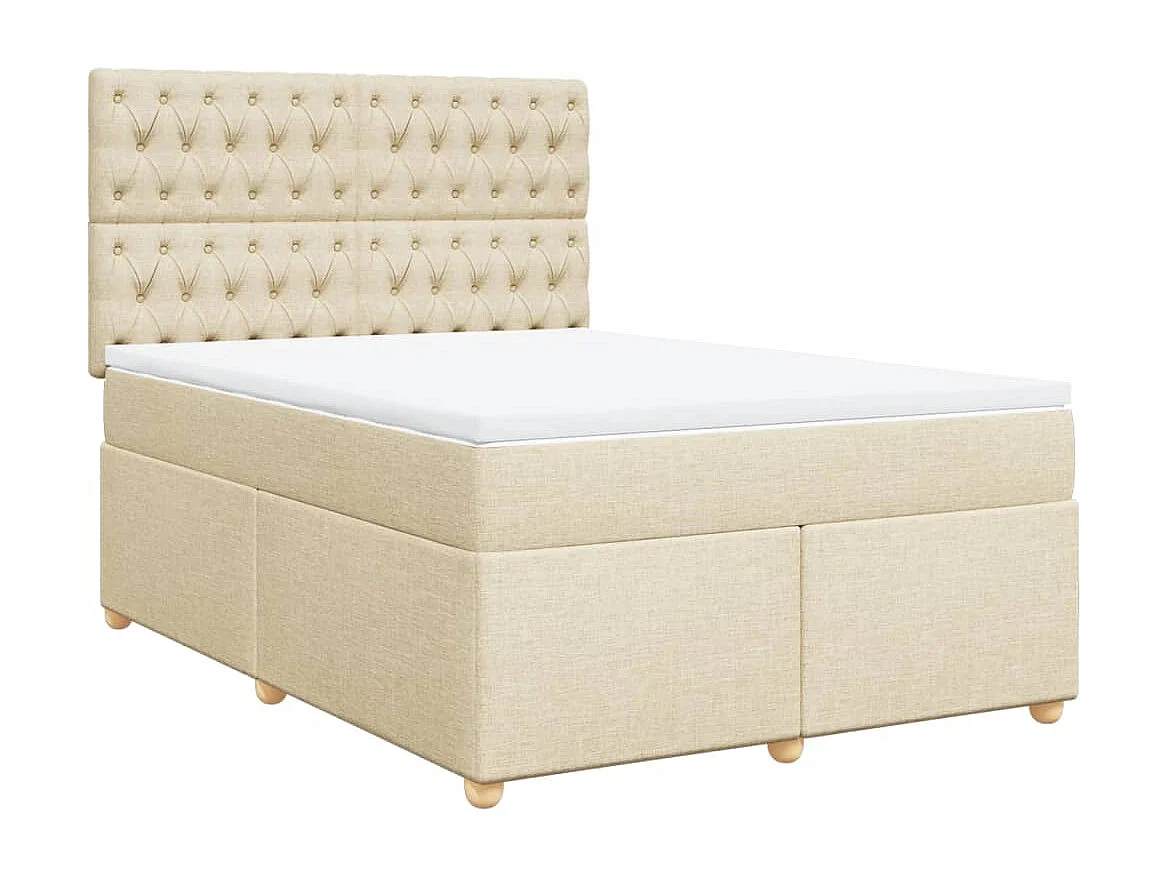 Boxspring met matras stof crèmekleurig 160x200 cm