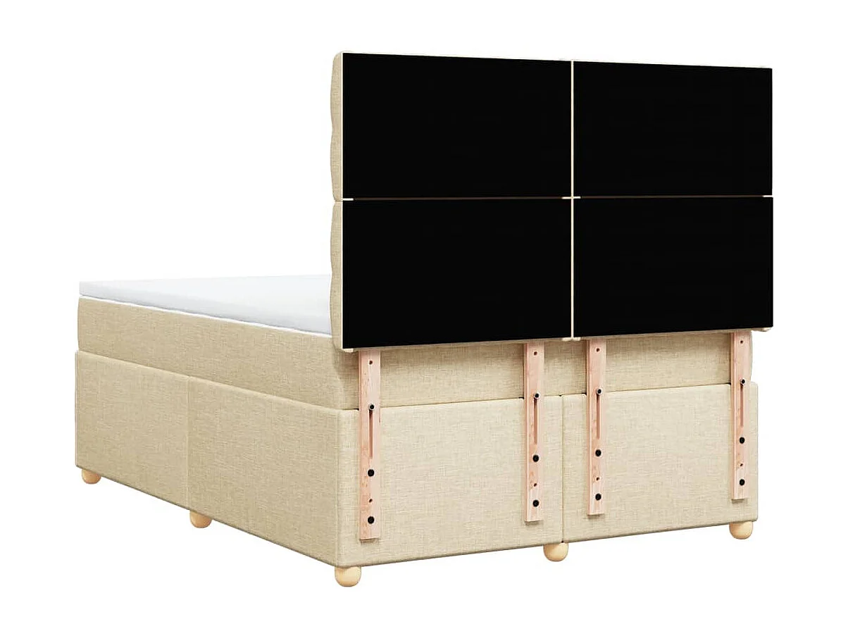 Boxspring met matras stof crèmekleurig 160x200 cm