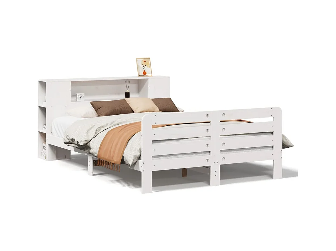 Cadre de lit sans matelas blanc 140x190 cm bois de pin massif