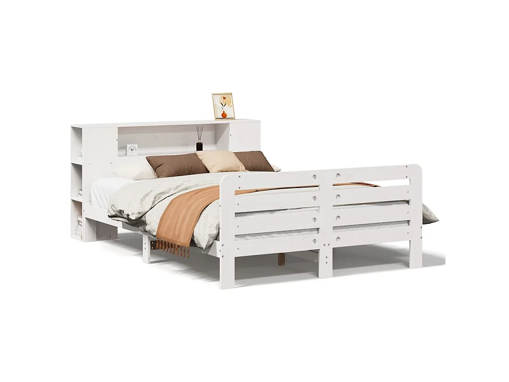 Cadre de lit sans matelas blanc 140x190 cm bois de pin massif